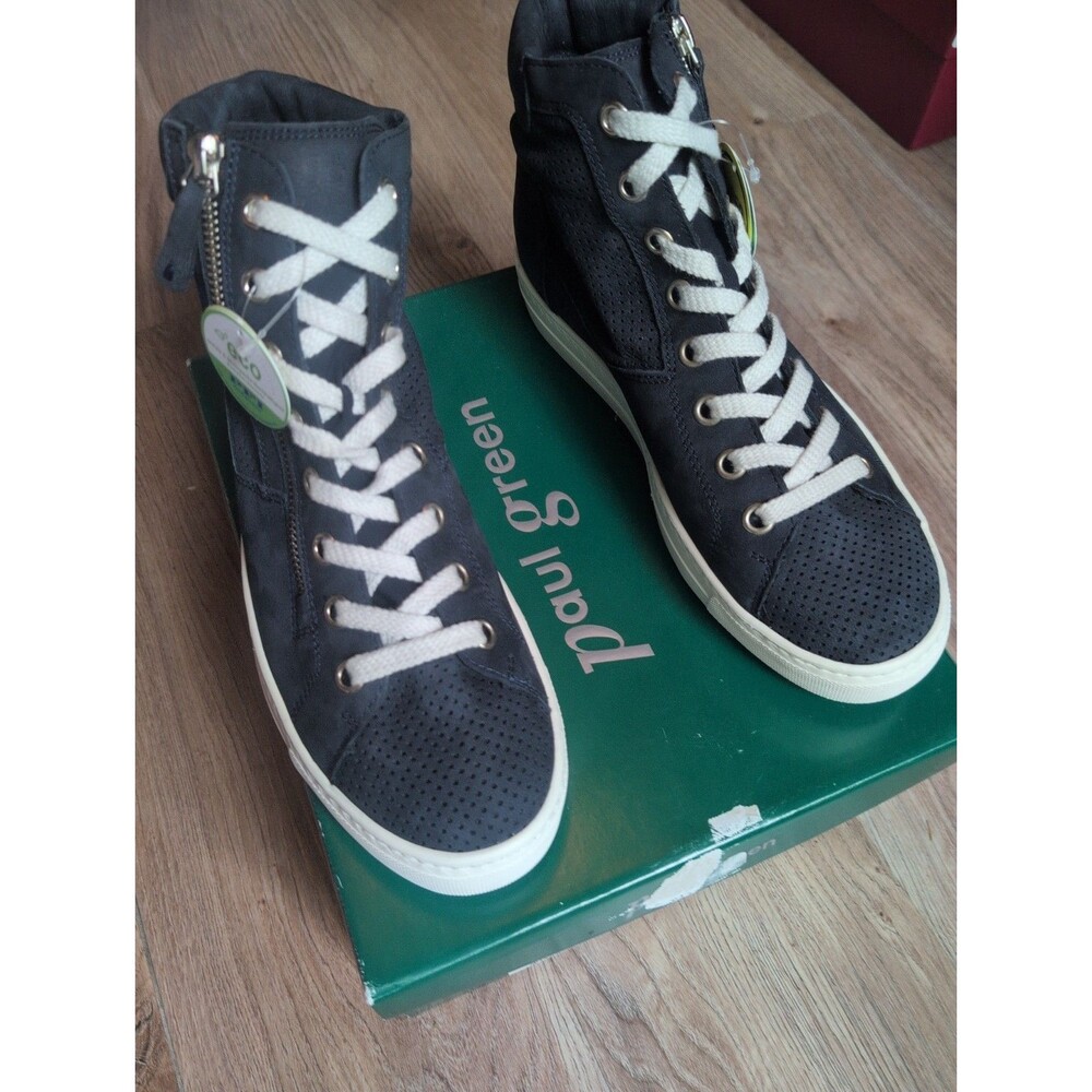 Paul Green Mac High Top Navy Suede Sneakers Womens 8.5 Lightweight Comfort